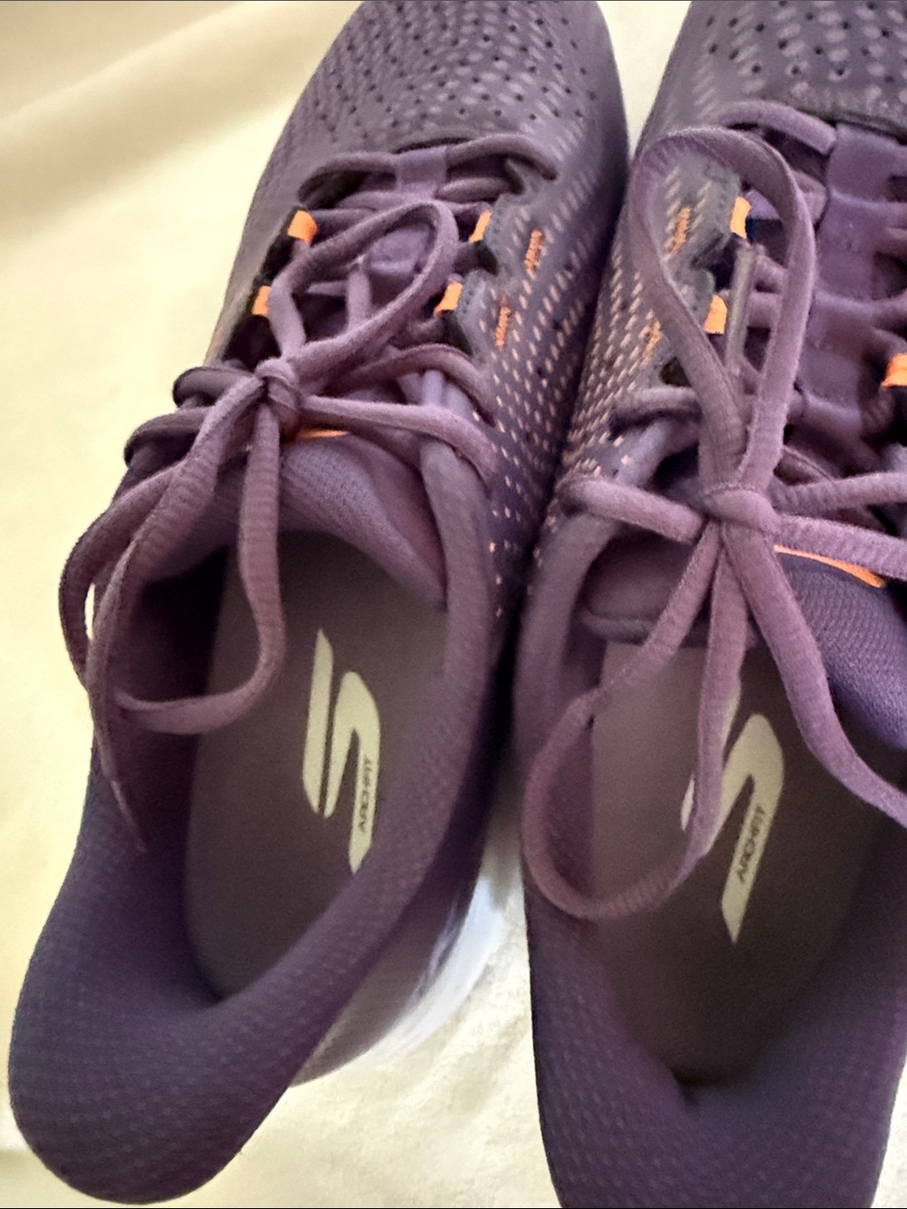 Skechers Women's Purple Athletic Sneakers with Orange Accents - Picture 8 of 9